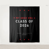 Tenture Class of 2026 Graduation Photo Booth Backdrop Red  (Devant)