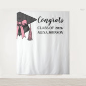 Tenture Class Of 2026 Pink Bow Graduation Cap Backdrop (Devant)