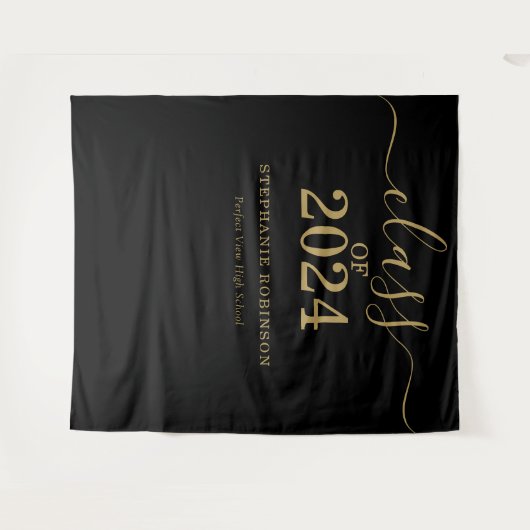 Tenture Classe de 2024 Gold Script Graduation Backdrop Pro (Devant (Horizontal))