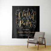 Tenture Classe de 2025 Gold Black Custom Graduation Party (En situation)