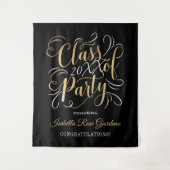 Tenture Classe de 2025 Gold Black Custom Graduation Party (Devant)