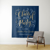 Tenture Classe de 2025 Gold Navy Custom Graduation Party (En situation)