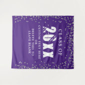 Tenture CLASSE DE DIPLÔME ANNÉE Confetti d'argent pourpre (Devant (Horizontal))