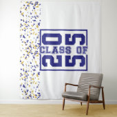 Tenture Classe de fin d'études en typographie bleu blanc o (En situation)