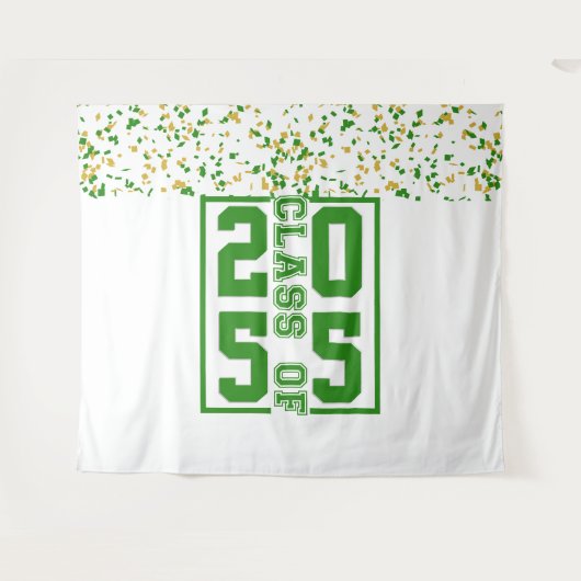 Tenture Classe de fin d'études en typographie Vert Blanc O (Devant (Horizontal))