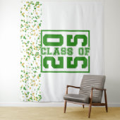 Tenture Classe de fin d'études en typographie Vert Blanc O (En situation)