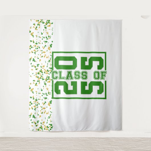 Tenture Classe de fin d'études en typographie Vert Blanc O (Devant)