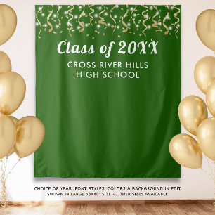 Tenture Classe de l'école Année photo fond vert or blanc