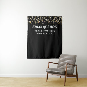 Tenture Classe d'école Année Noir Or personnalisé fond