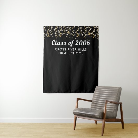 Tenture Classe d'école Année Noir Or personnalisé fond (En situation)