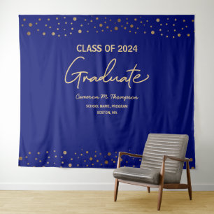 Tenture Classe d'or bleu de 2024 Photo Backdrop Graduate