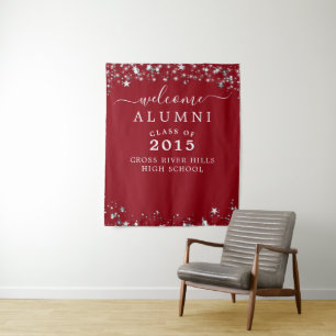 Tenture Classe Reunion Bienvenue Alumni Red Silver Stars