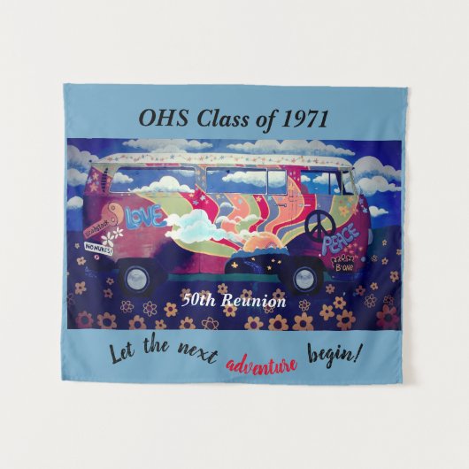 Tenture Classe Réunion Photo Booth Arrière-plan Hippie thè (Devant (Horizontal))