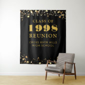 Tenture Classe Reunion Photo Booth Black Gold Backdrop (En situation)
