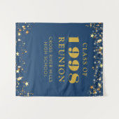 Tenture Classe Reunion Photo Booth Blue Gold Backdrop (Devant (Horizontal))