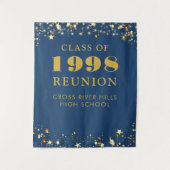 Tenture Classe Reunion Photo Booth Blue Gold Backdrop (Devant)