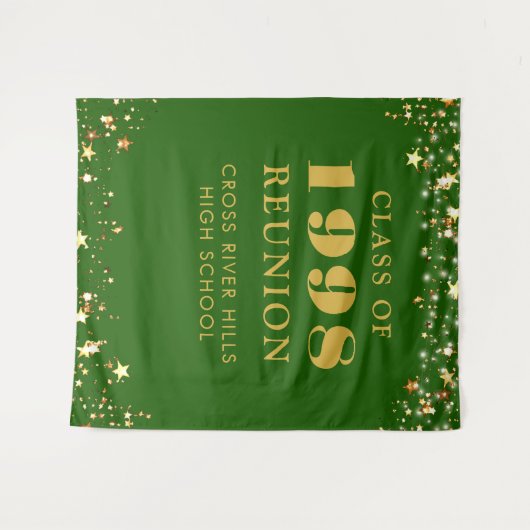 Tenture Classe Reunion Photo Booth Green Gold Backdrop (Devant (Horizontal))