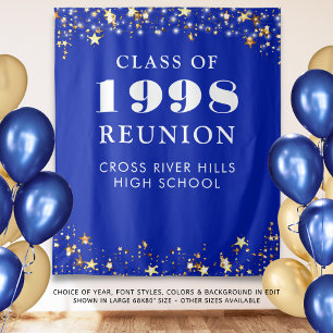 Tenture Classe Reunion Royal Blue Gold Stars Arrière-plan