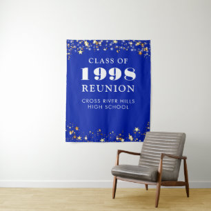 Tenture Classe Reunion Royal Blue Gold Stars Arrière-plan