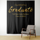 Tenture Classic Black Gold Script Félicitation Diplômé (En situation)