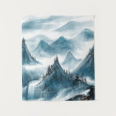 Tenture Classic Bleu Blanc Chinoiserie Paysage Peinture (Devant)