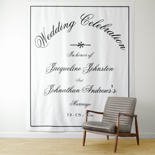 Tenture Classic Elegant Customisé Mariage blanc arrière-pl (En situation)