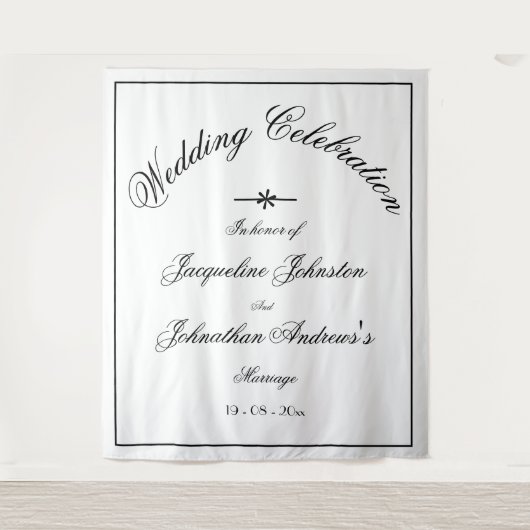 Tenture Classic Elegant Customisé Mariage blanc arrière-pl (Devant)