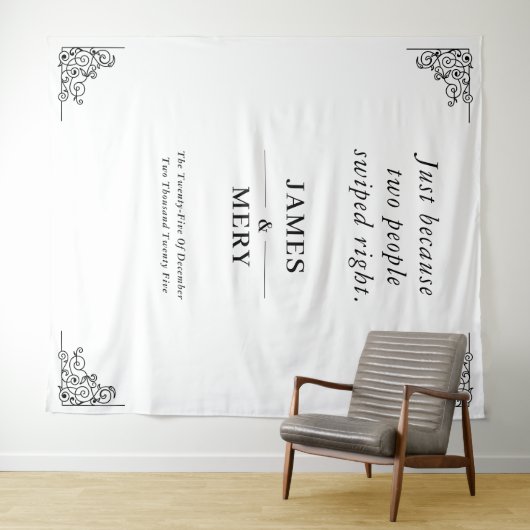 Tenture Classic Monogram Elegant Border Wedding (En situation (horizontale))