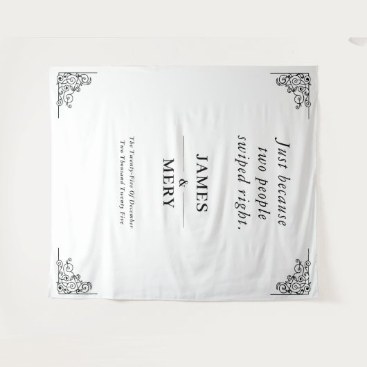 Tenture Classic Monogram Elegant Border Wedding (Devant (Horizontal))