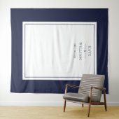 Tenture Classic Navy Blue Mariage Photo Booth Backdrop (En situation (horizontale))