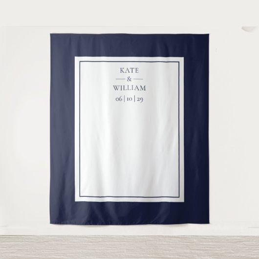 Tenture Classic Navy Blue Mariage Photo Booth Backdrop (Devant)