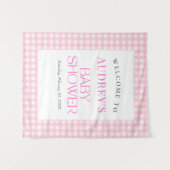 Tenture Classic Rose En vichy Baby shower fille fond (Devant (Horizontal))