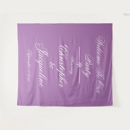 Tenture Classic Script Names Photobooth Mariage fond (Devant (Horizontal))