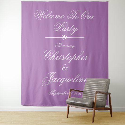 Tenture Classic Script Names Photobooth Mariage fond (En situation)