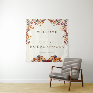 Tenture Classique Bienvenue Mariage Champêtre Fleurs Séché
