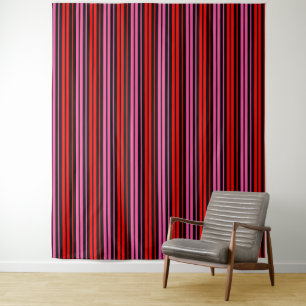 Tenture Classique design à rayures verticales rouge et ros