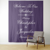 Tenture Classique Écriture Blanche Mariage Dusty Purple (En situation)