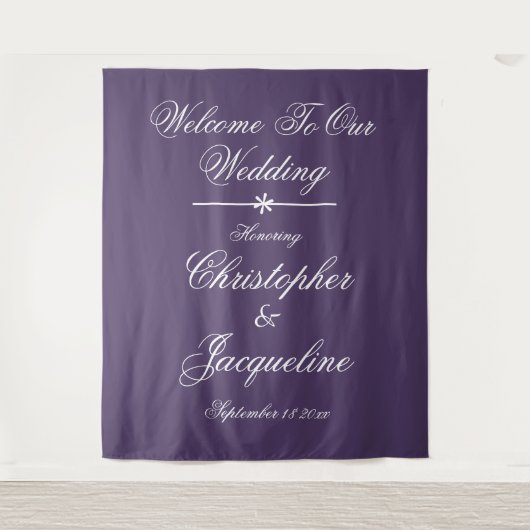 Tenture Classique Écriture Blanche Mariage Dusty Purple (Devant)