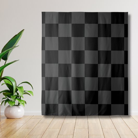 Tenture Classique Moderne Noir & Damier Noir Fumé