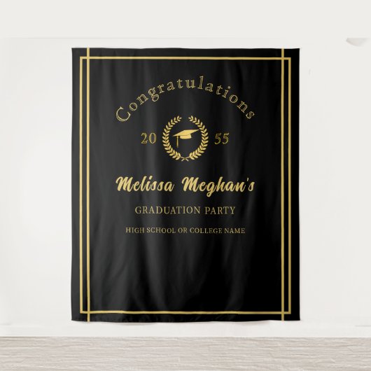 Tenture Classy Gold Casquette Laurel Wreath Grad Party Bac (Devant)