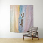 Tenture Claude Monet - Norvège Paysage, Maisons Bleues (En situation)