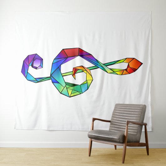 Tenture Clé de musique arc-en-ciel (En situation (horizontale))