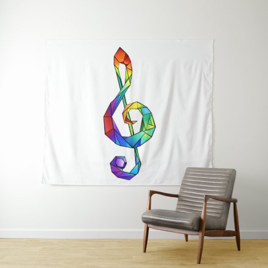 Tenture Clé de musique arc-en-ciel (En situation (horizontale))