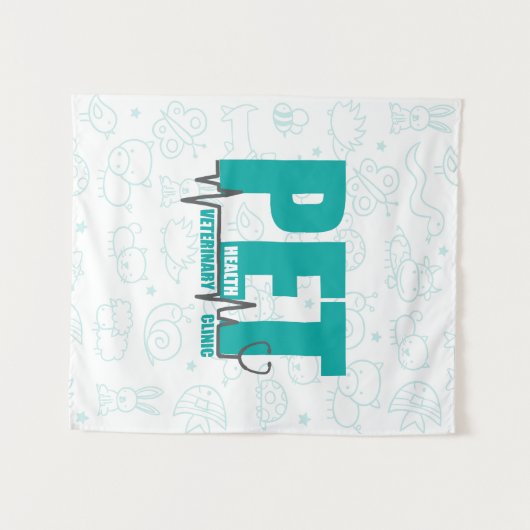 Tenture Clinique vétérinaire moderne logo bleu (Devant (Horizontal))