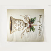 Tenture Cloche de Noël dorée Étoiles brillantes Feuilles v (Devant (Horizontal))