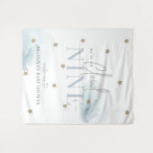 Tenture Cloud 9 Gold Stars Baby shower bleu Bienvenue (Devant (Horizontal))