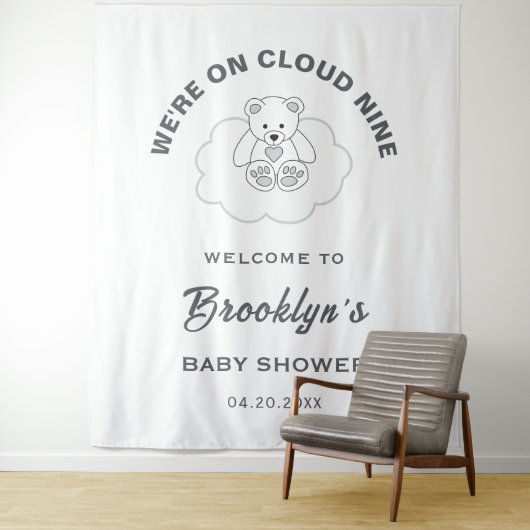 Tenture Cloud Neuf Baby shower neutre pour les femmes Cont (En situation)