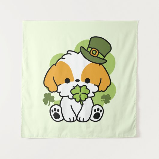 Tenture Clover Pup Love - St. Patrick's Day Chien Design (Devant)