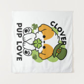Tenture Clover Pup Love - St. Patrick's Day Chien Design (Devant (Horizontal))