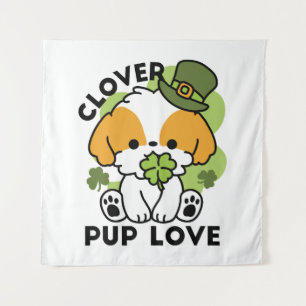 Tenture Clover Pup Love - St. Patrick's Day Chien Design